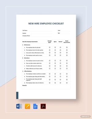 New Hire Employee Checklist Template