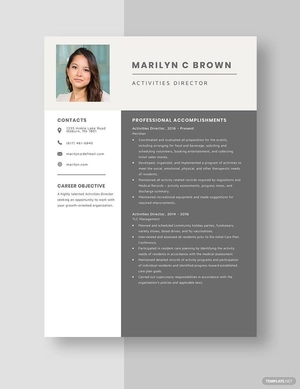 Activities Director Resume