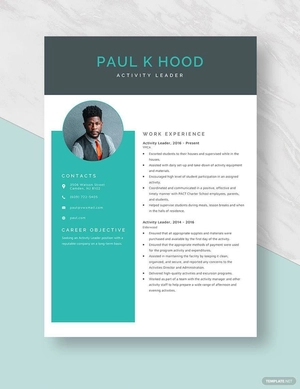 Activity Leader Resume