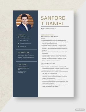 Activity Manager Resume