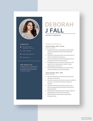 Autism Therapist Resume