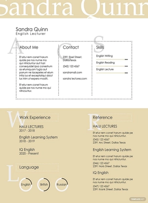 English Lecturer Resume