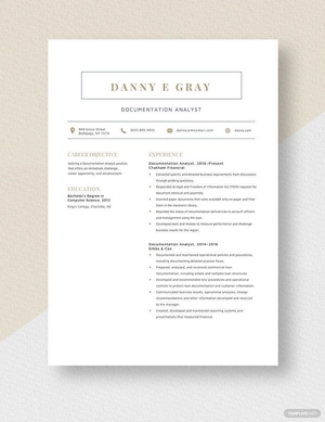 Documentation Analyst Resume