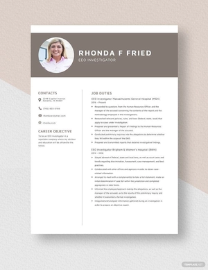 EEO Investigator Resume