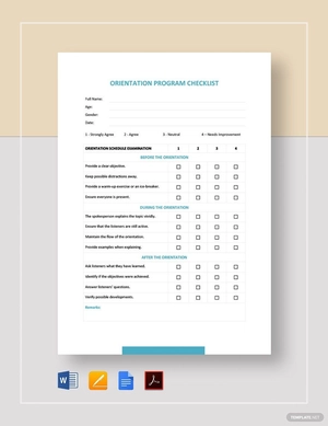 Orientation Program Checklist Template