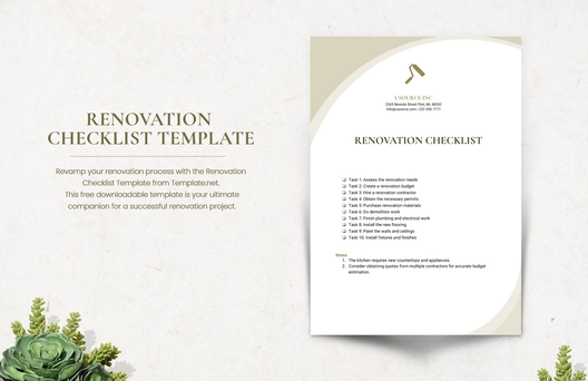 Renovation Checklist Template Renovation Checklist Template