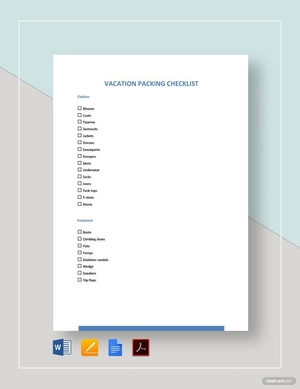 Vacation Packing Checklist Template Vacation Packing Checklist Template