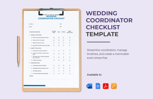Wedding Coordinator Checklist Template