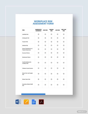 Workplace Risk Assessment Form Template Workplace Risk Assessment Form Template