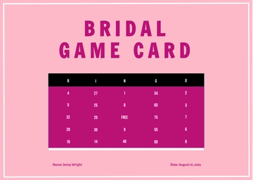 Free Bridal Game Card Template to Edit Online