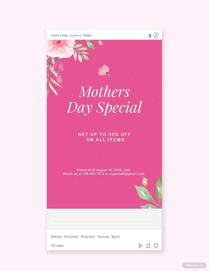 Mothers Day Special Sale Tumblr Post Template