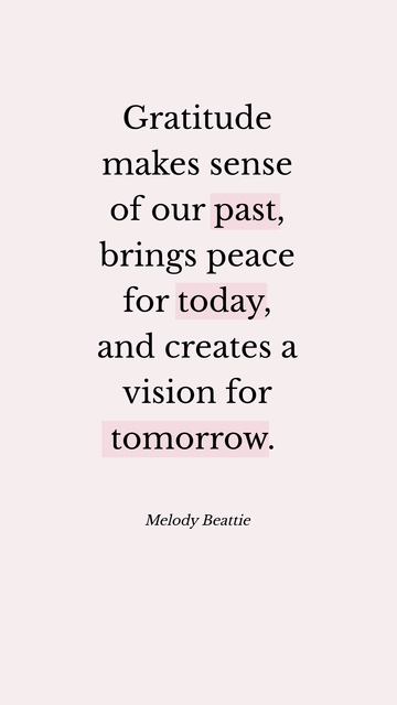 Free Gratitude: Understanding Past, Peace Today, Vision Tomorrow Quote Template to Edit Online