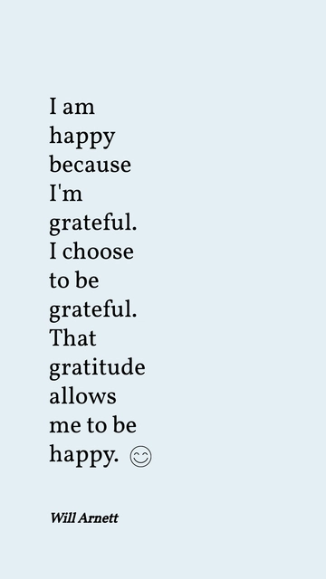 Free Gratitude Leads to Happiness - Will Arnett Quote Template to Edit Online