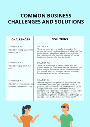 Free Common Business Challenges and Solutions T-Chart Template to Edit Online