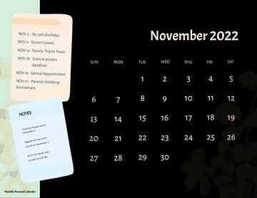 Free November 2022 Photo Calendar Template to Edit Online