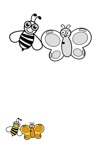 Free Bee And Butterfly Coloring Page Template to Edit Online