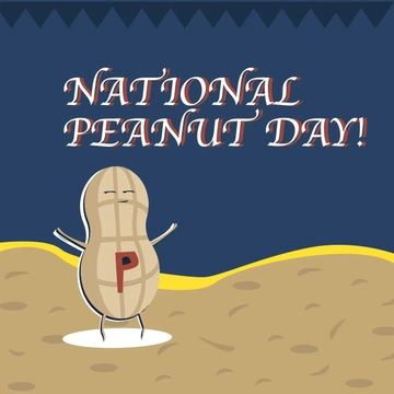Free National Peanut Day Cartoon Clipart Template to Edit Online