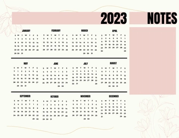 Free Floral Year 2023 Calendar Template to Edit Online