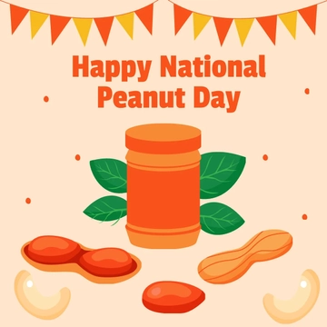 Free Happy National Peanut Day Clipart Template to Edit Online