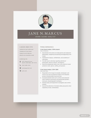 Crime Scene Analyst Resume