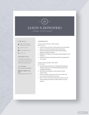 Criminal Justice Teacher Resume