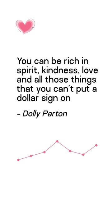 Free Rich in Spirit, Kindness, Love: Dolly Parton Quote Template to Edit Online