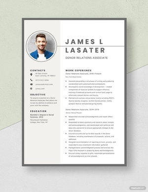 Donor Relations Associate Resume