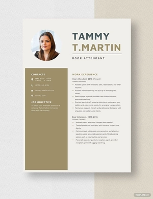 Door Attendant Resume