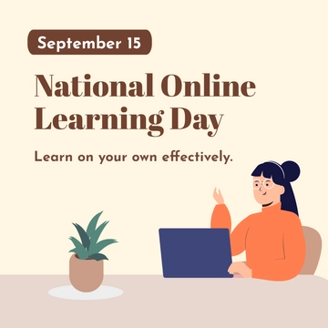 Free National Online Learning Day Whatsapp Post Template to Edit Online
