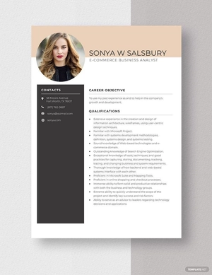 E-Commerce Business Analyst Resume