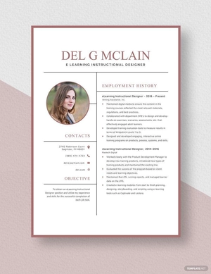 E-Learning Instructional Designer Resume
