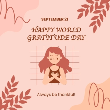 Free World Gratitude Day Whatsapp Post Template to Edit Online