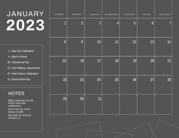 Free Simple January 2023 Calendar Template to Edit Online