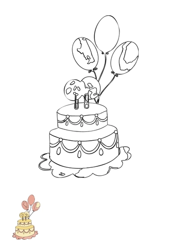 Free Watercolor Happy Birthday Coloring Page Template to Edit Online