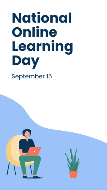 Free National Online Learning Day iPhone Background Template to Edit Online
