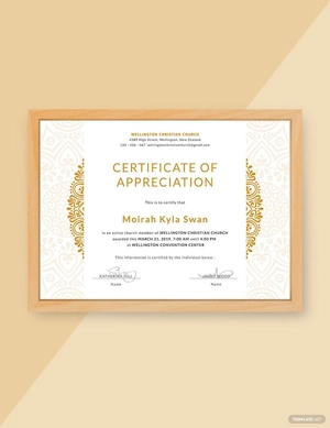 Sample Church Certificate of Appreciation Template