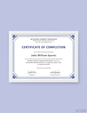Certificate of Project Completion Template