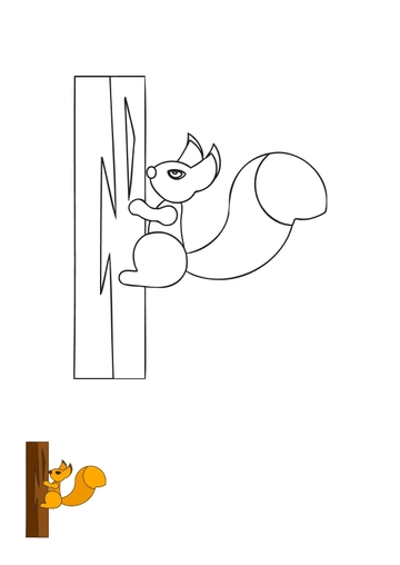 Free Squirrel on Tree Coloring Page Template to Edit Online