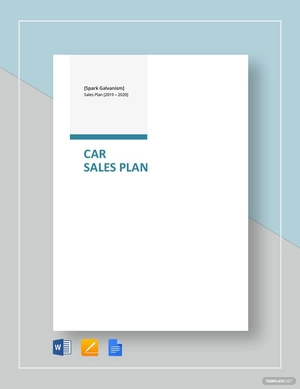 Car Sales Plan Template