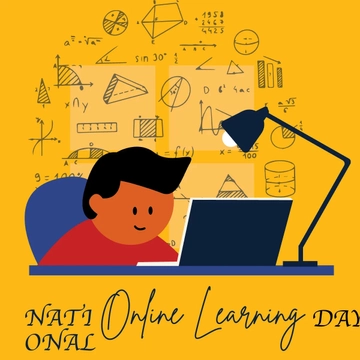 Free National Online Learning Day Cartoon Clipart Template to Edit Online