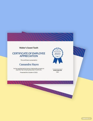 Employee Certificate of Appreciation Template