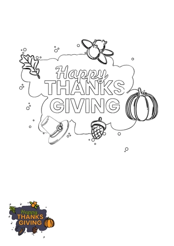 Free Rustic Happy Thanksgiving Coloring Page Template to Edit Online