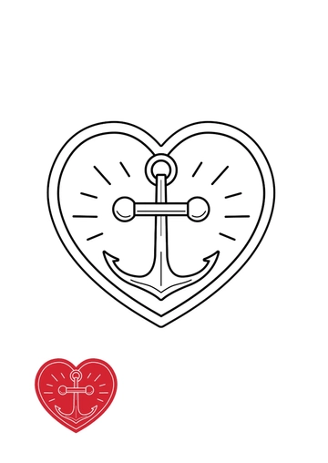 Free Anchor Heart Coloring Page Template to Edit Online