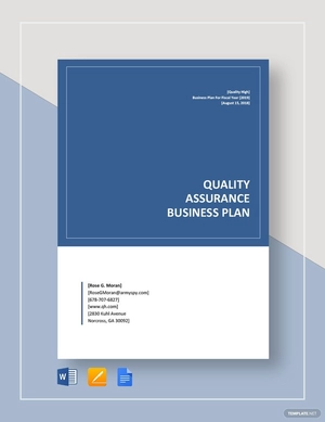 Quality Assurance Business Plan Template Quality Assurance Business Plan Template