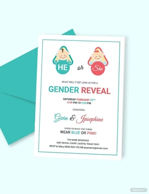 Baby Gender Reveal Invitation Card Template
