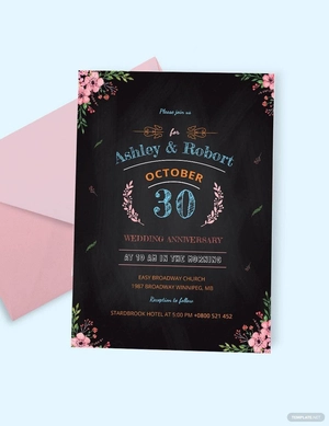 Chalkboard Wedding Anniversary Invitation Template