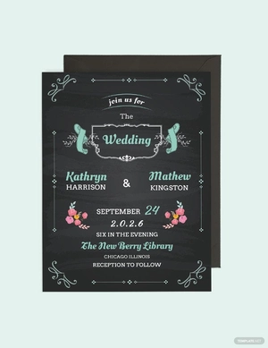 Chalkboard Wedding Invitation Card Template