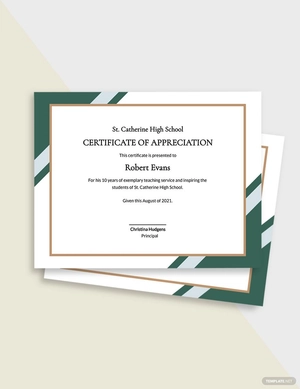 Certificate of Appreciation for Teacher Template