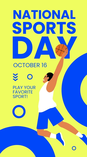 Free National Sports Day Whatsapp Post Template to Edit Online