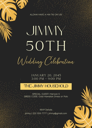 Free Gold Glitter Luau Party Invitation Template to Edit Online | Template.net